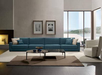 4-seater sofa upholstered couch leather sofas design Italian furniture blue